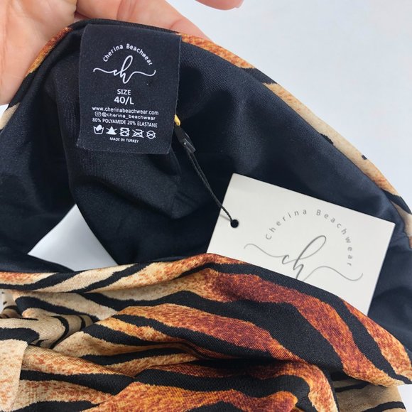 Cherina Beachwear George Tiger Print Swim Bikini Bottom Large $80 - Picture 3 of 6